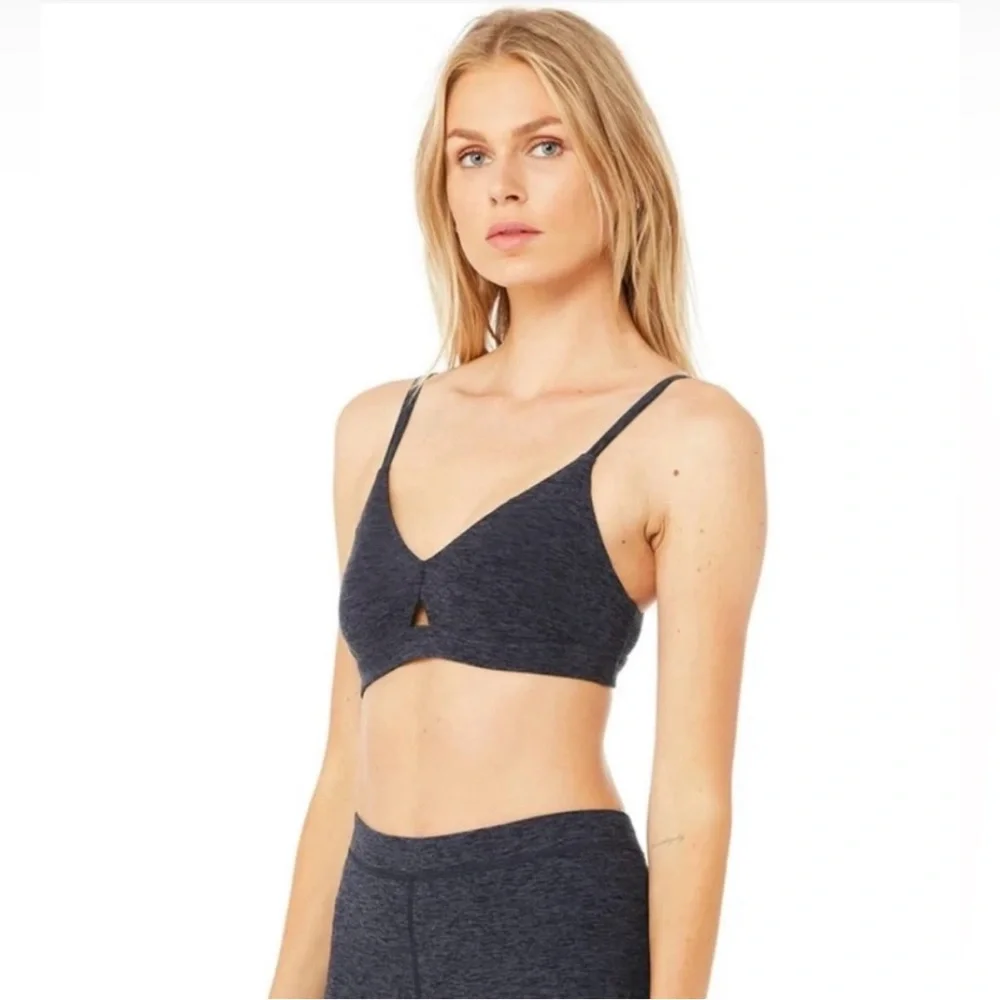 ALO YOGA Alosoft Lounge Bra‎ - Dark Heather Grey Retail $78 Size Small